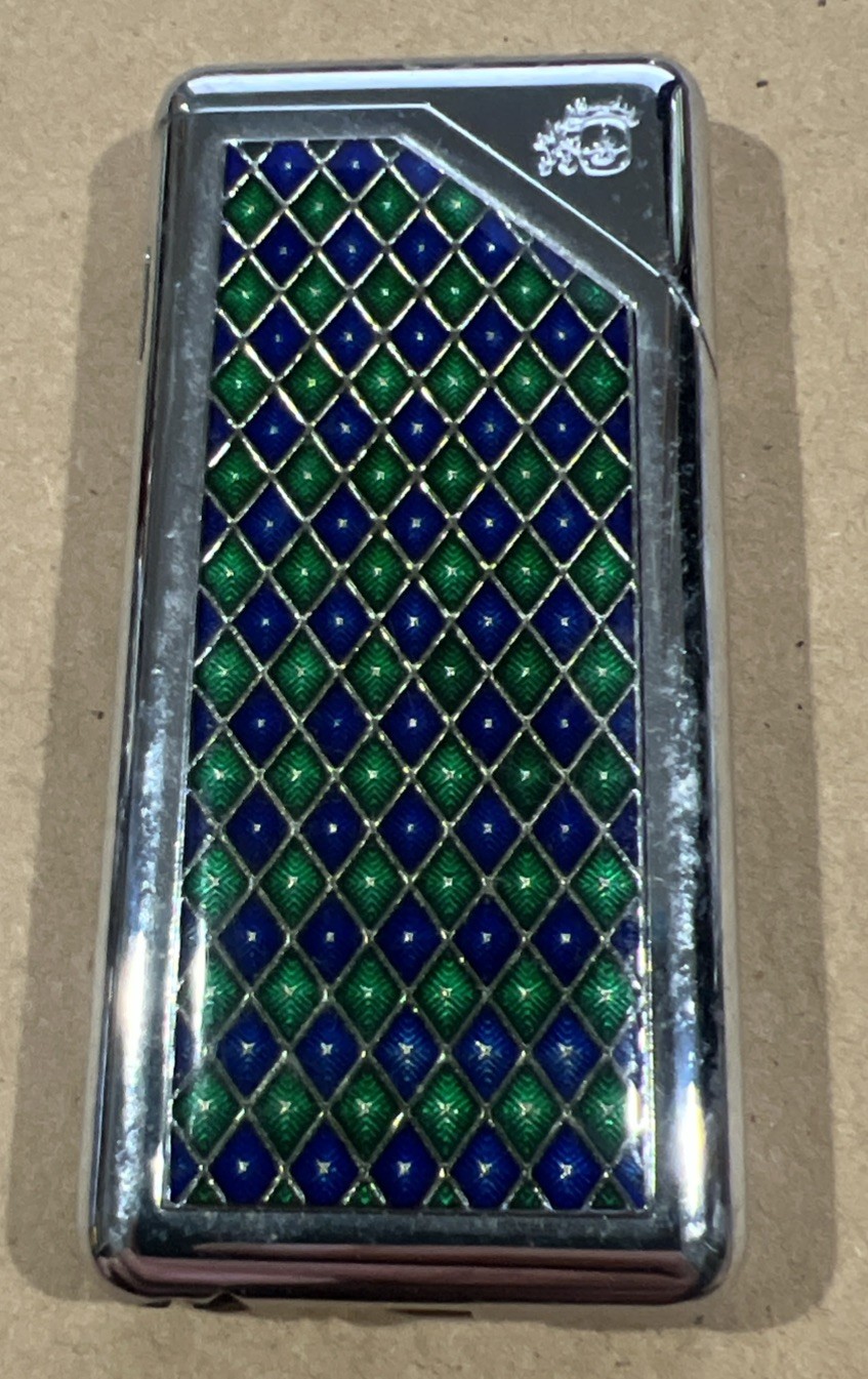 Vintage Colibri Japan Slim Butane Lighter Silver Tone New