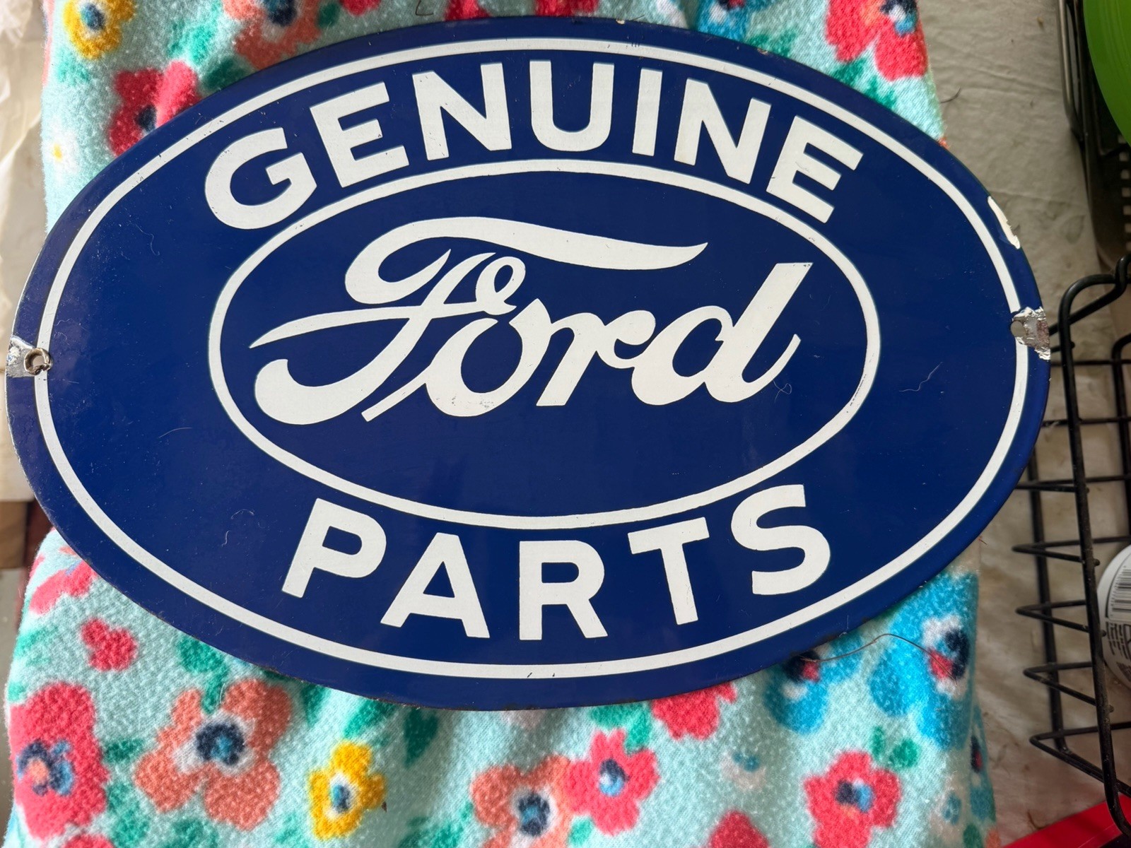 Ford Genuine Parts Two Sided Porcelain Sign 16.5”x11”