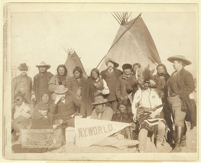 Pine Ridge South Dakota 1891 Lakota Chiefs Buffalo Bill Tipi NY World Pennant