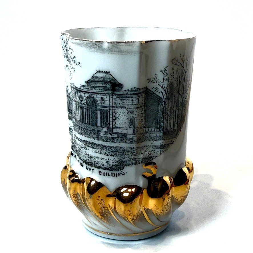 BOWDOIN - APT BUILDING - MAINE ME Antique Souvenir China TRINKET Gold CUP