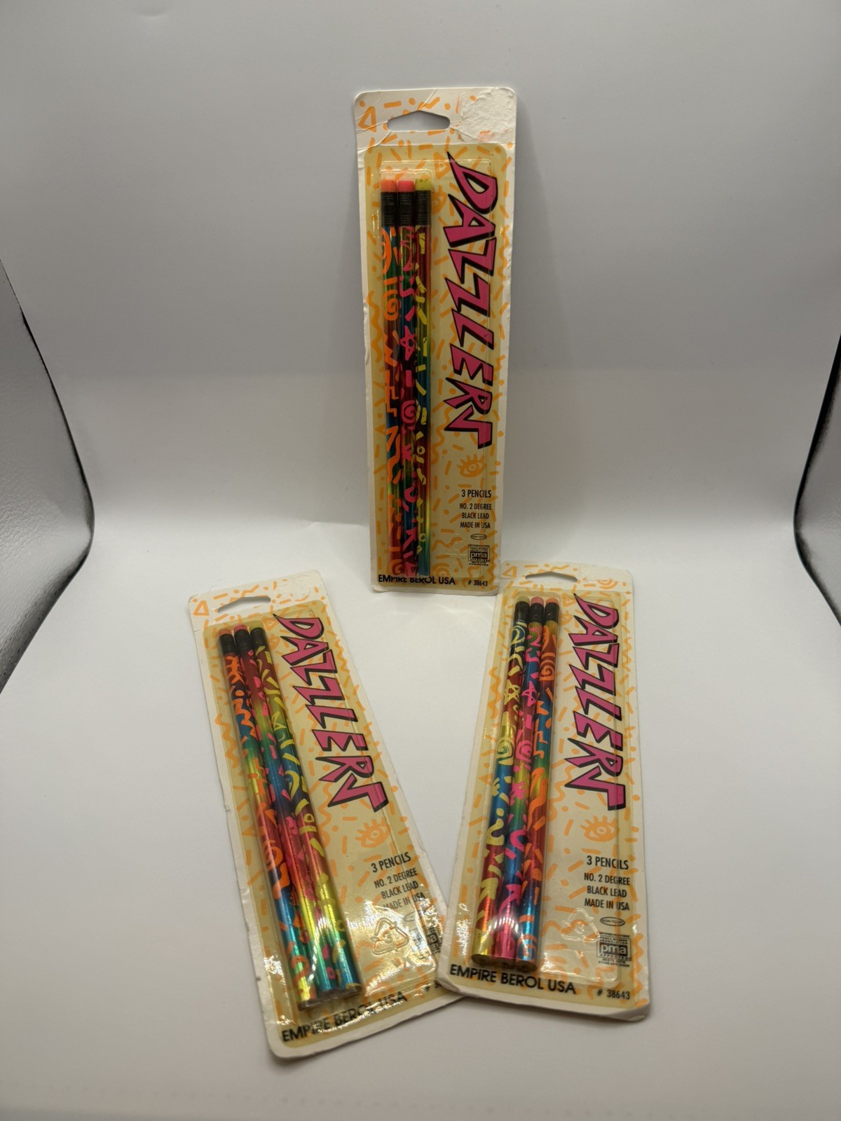 Set of 3 retro VINTAGE 3 PACK EMPIRE DAZZLERS PENCILS UNUSED