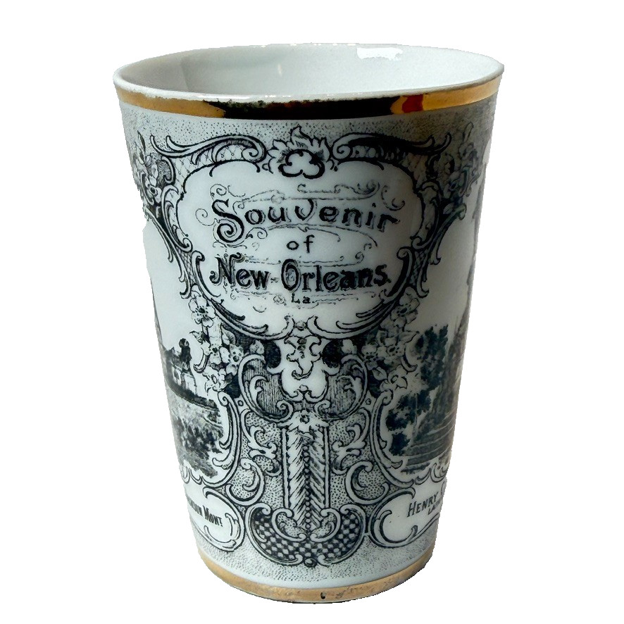 NEW ORLEANS LA Louisiana ANTIQUE CHURCH - STATUE Souvenir TRINKET CHINA CUP 