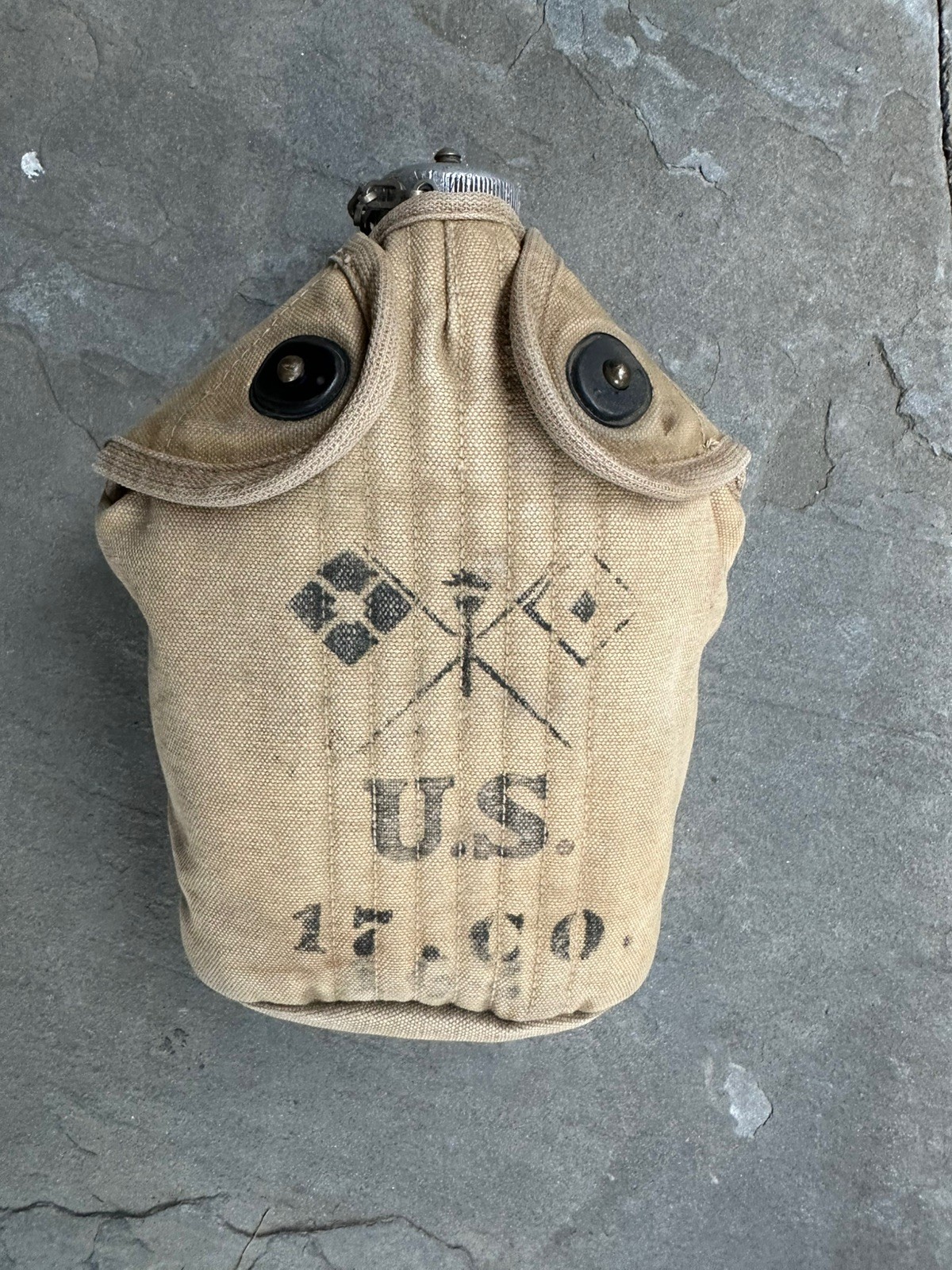 UNIT MARKED NAMED WW1 CANTEEN - SIGNAL CORPS 17.Co.