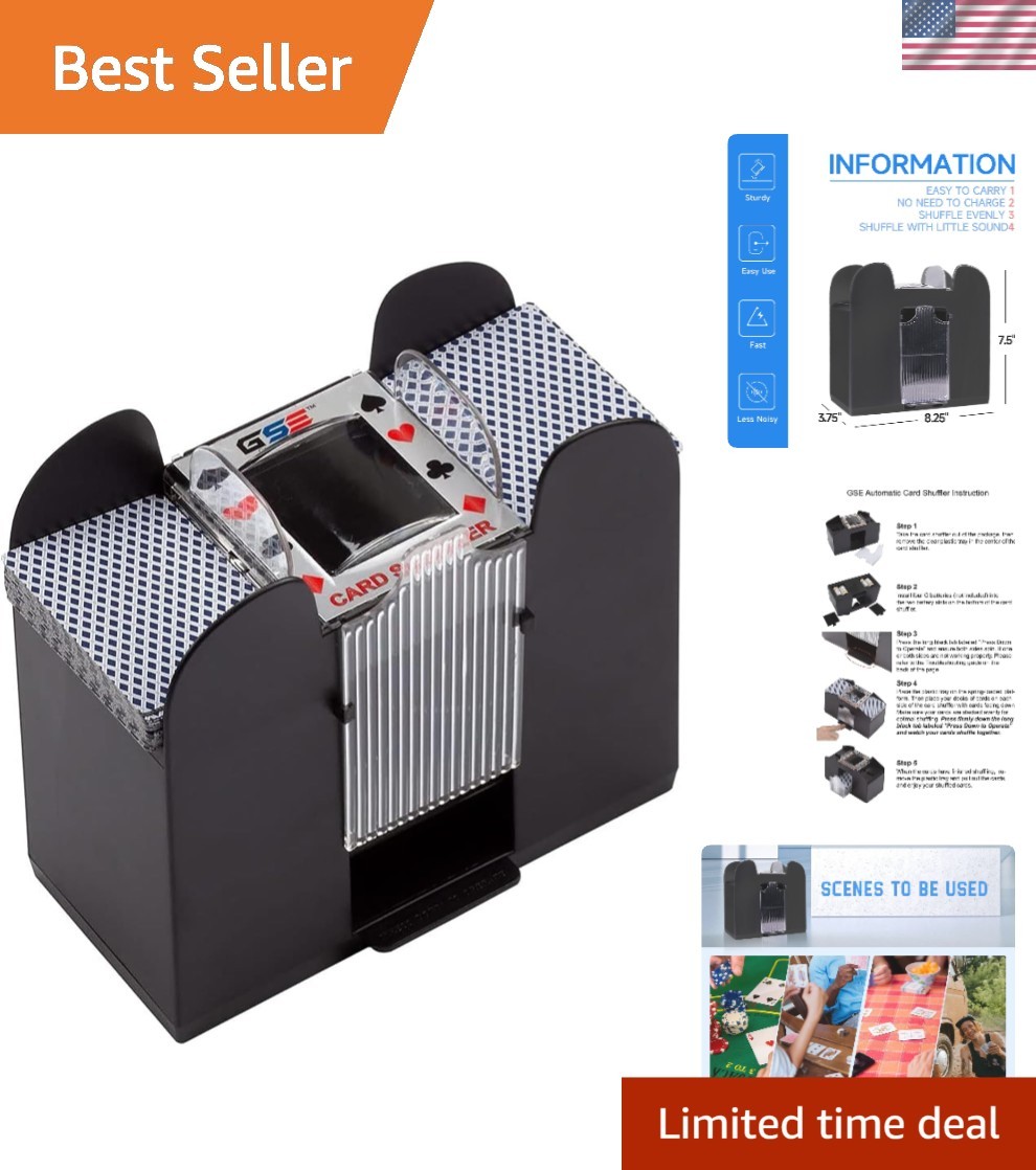 GSE 6-Deck Automatic Card Shuffler - Battery-Operated Efficiency for All Games