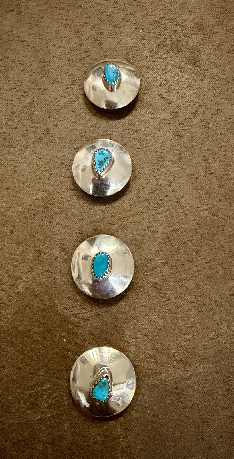 Vintage Navajo Sterling Silver Concho Button Covers
