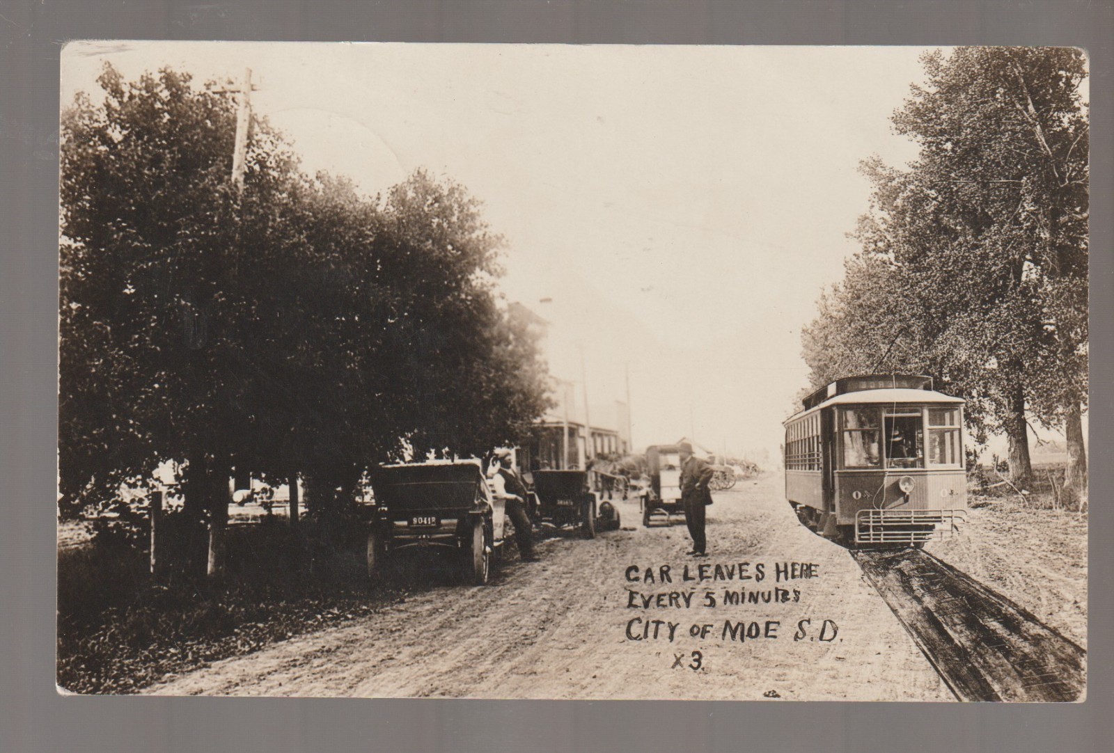 Moe SOUTH DAKOTA RPPC 1913 MAIN STREET GHOST TOWN nr Beresford Canton TROLLEY SD