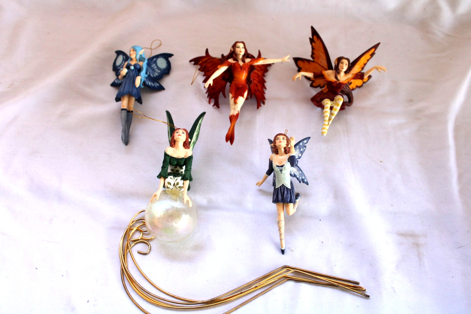 Lot 5 Vintage Amy Brown Fairy Divas Ornaments Retired 2002 Add An Accent Fantasy