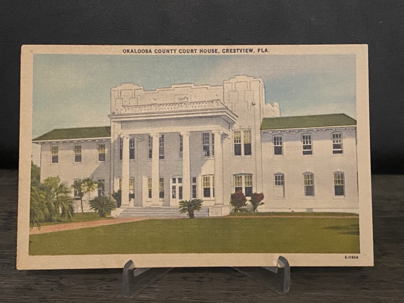 Vintage Postcard Okaloosa County Court House Crestview, Florida - Linen 🔥😊