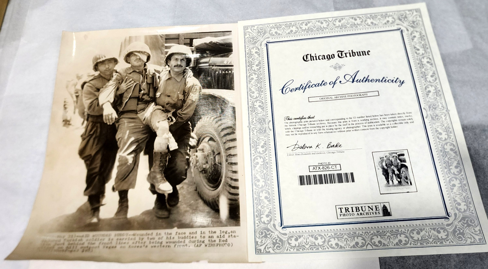 1953 Korean War Photo Wounded Turkish Soldier Archive COA Chicago Tribune