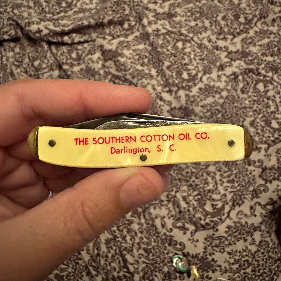 THE SOUTHERN COTTON OIL CO Darlington SC 2-Blade Pen Pocketknife Ivory