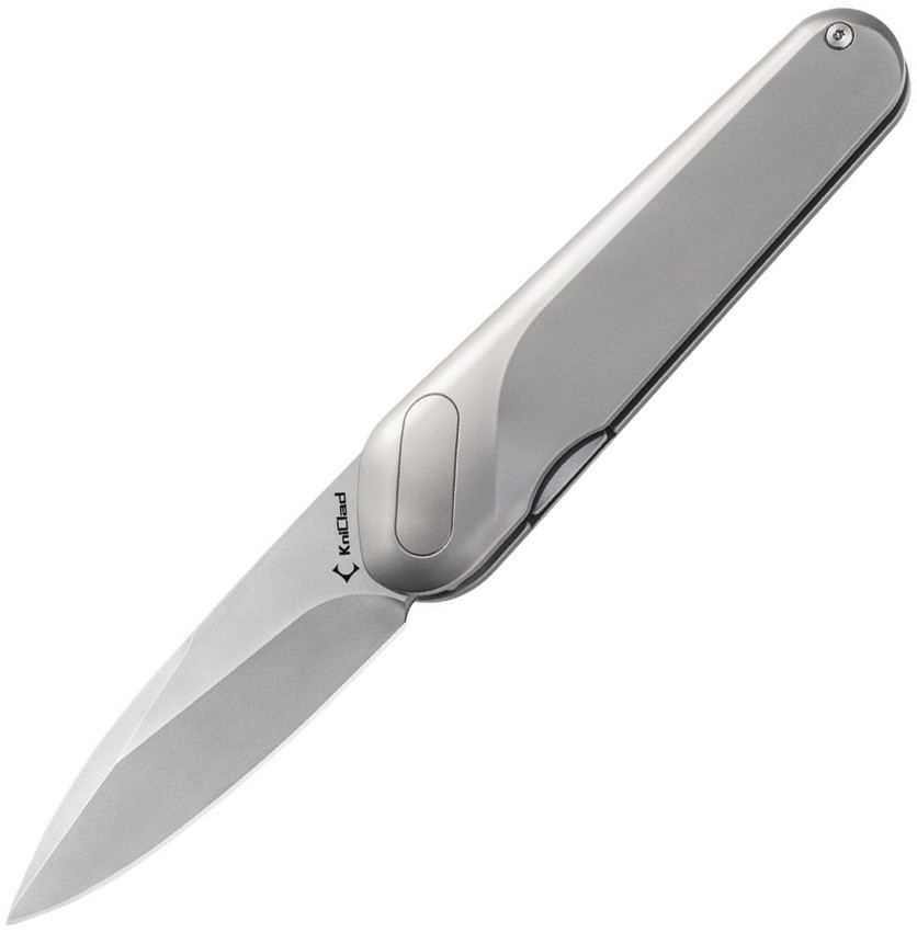 KniClad Knives Ginren Linerlock Silver Gray Titanium Folding S35VN Knife K0012
