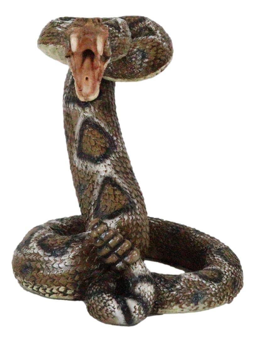 Ebros Gift Realistic Ferocious Attacking Diamondback Rattlesnake with Fangs Bare