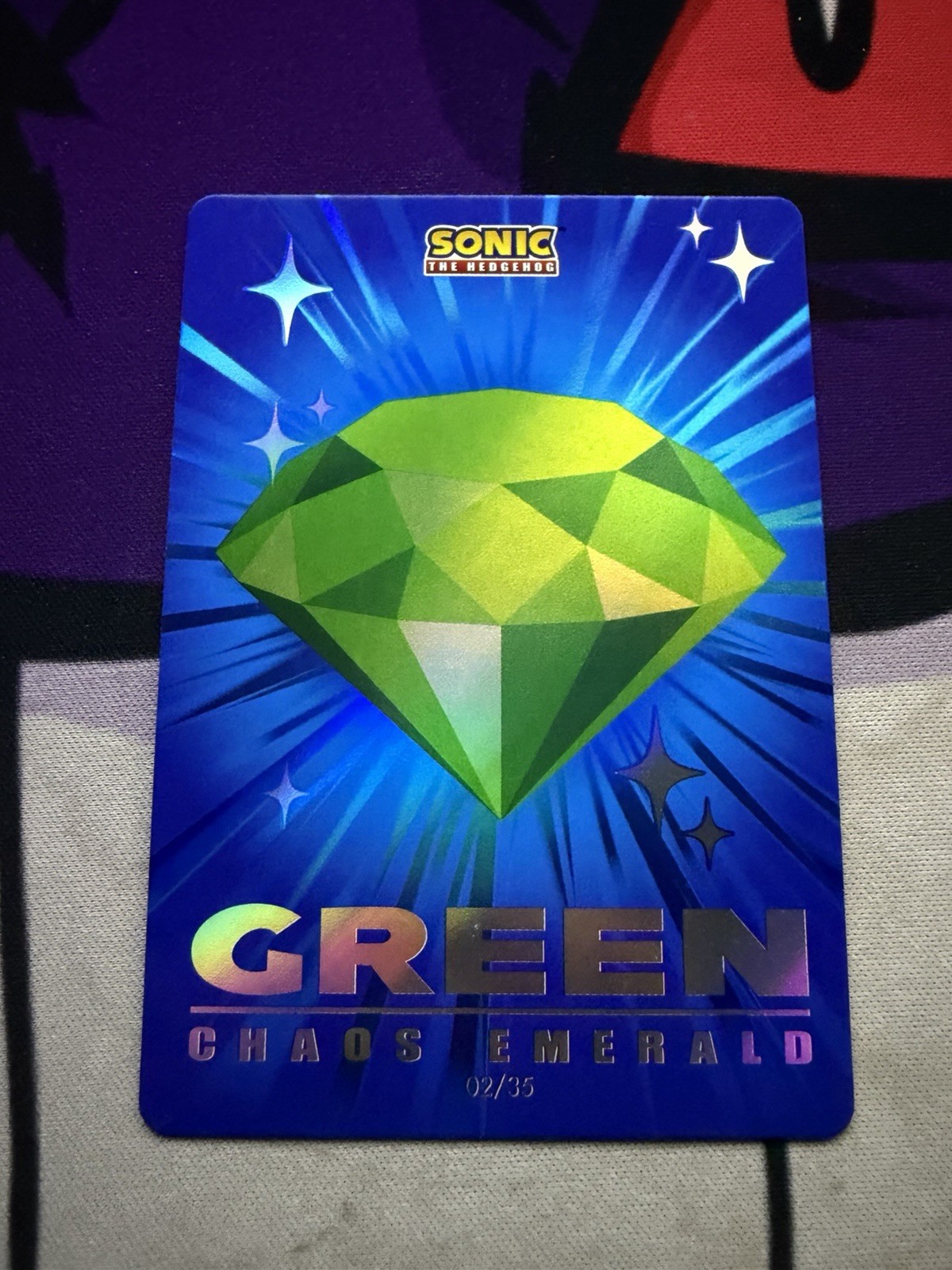 Wendy\'s Sonic the Hedgehog 35th Anniversary Green Chaos Emerald 02/35 Card