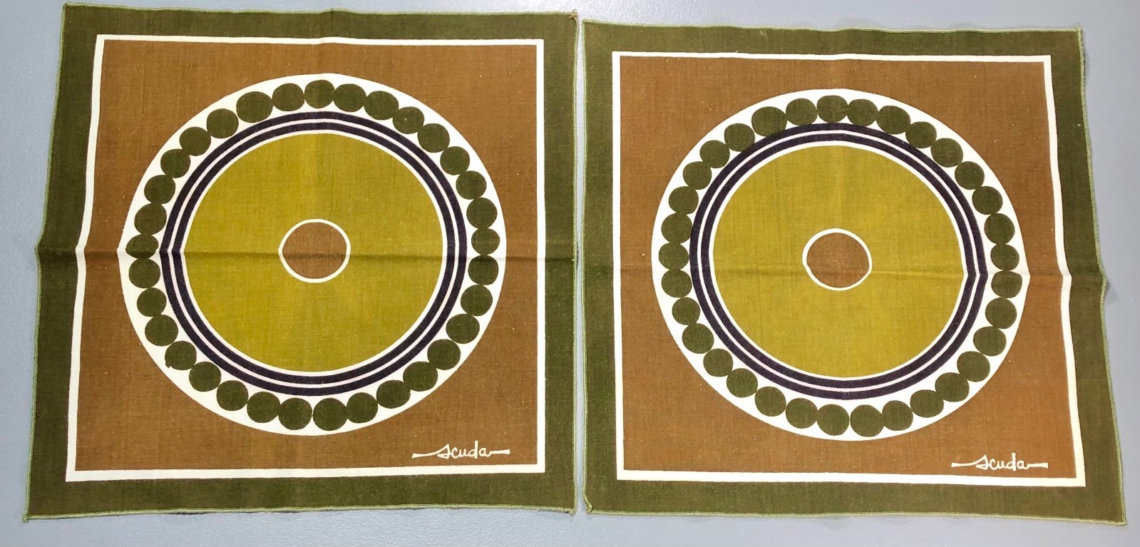 VTG 60s SCUDA Bob Van Allen Retro MCM Geometric Napkin Set of 2 