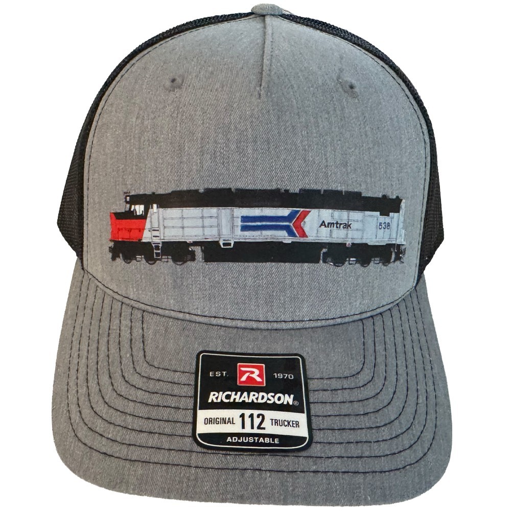 Amtrak SDP40F #538 Richardson Gray Railfan Hat by Andy Fletcher