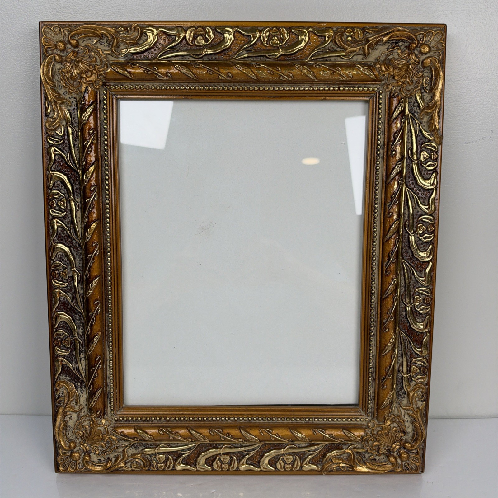 VTG Gold Ornate Solid Wood Picture Frame Fits 8x10 Glass Grandmacore Cottagecore