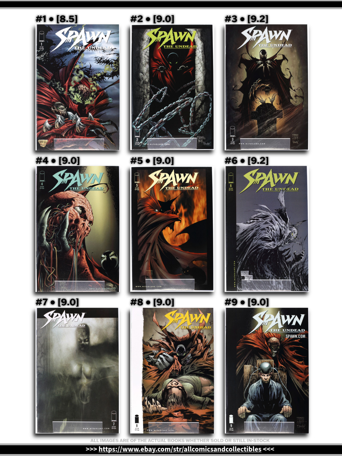 SPAWN: THE UNDEAD #'s 1-9 COMPLETE SERIES SET • [~9.0] • 1999 • Dwayne Turner