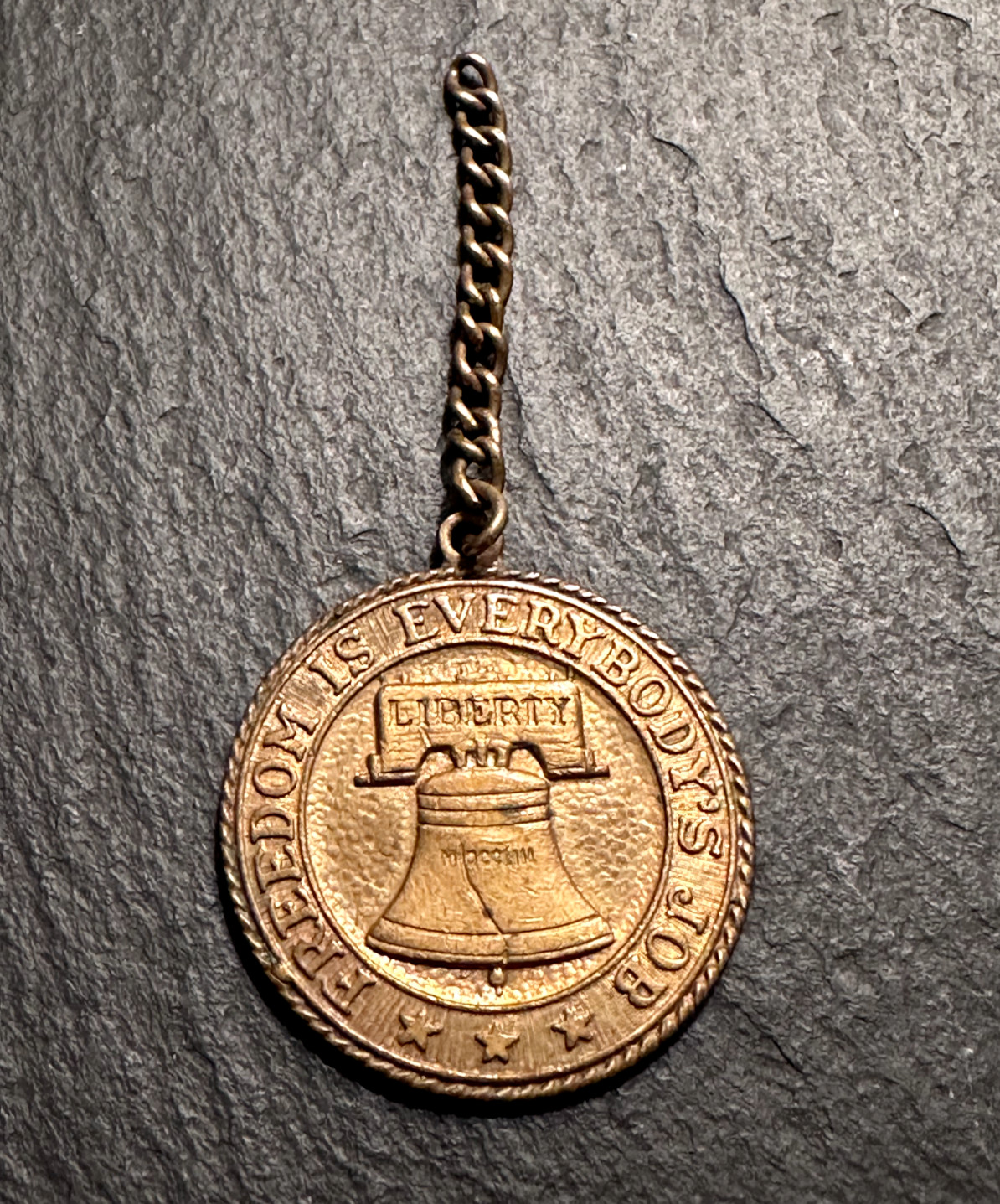 VINTAGE AMERICAN STEEL RETURN TAG WITH LIBERTY BELL 