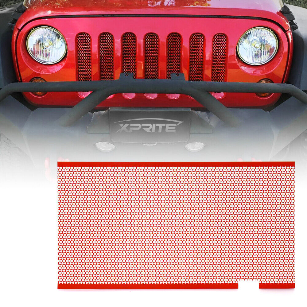 Xprite Steel Red Grille Mesh Insert for 2007-18 Jeep Wrangler JK Rubicon Sahara