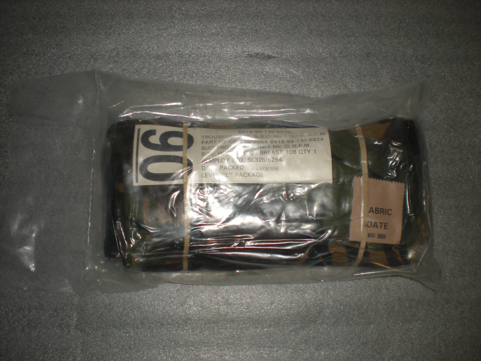 New Sealed Vintage 1989 Military Trousers Prot NBC #1 MK V DPM 8415-99-130-6934