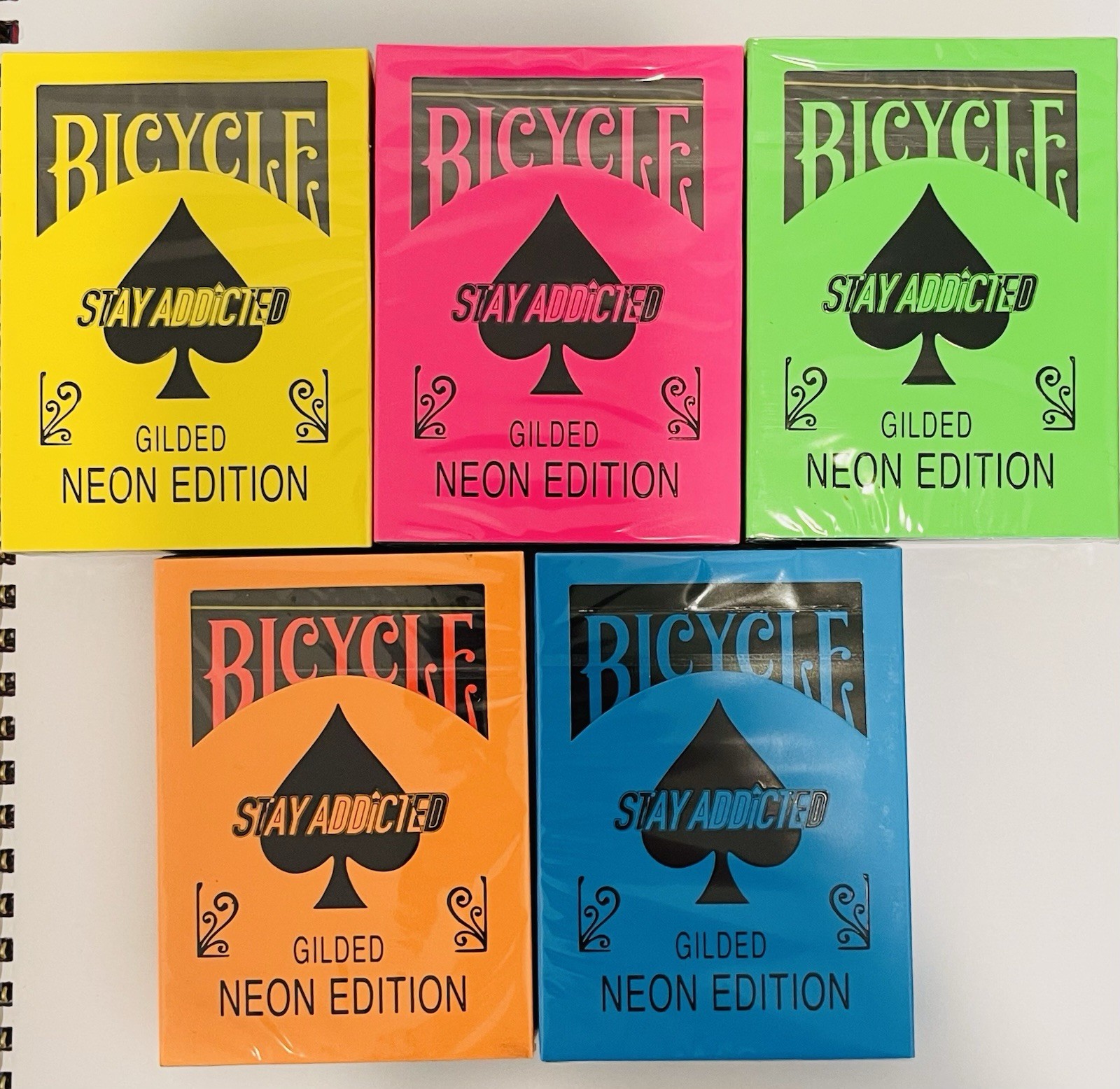 GILDED Bicycle Neon Rider Back Playing Cards Ltd Ed 5 Decks SET  1 of 300