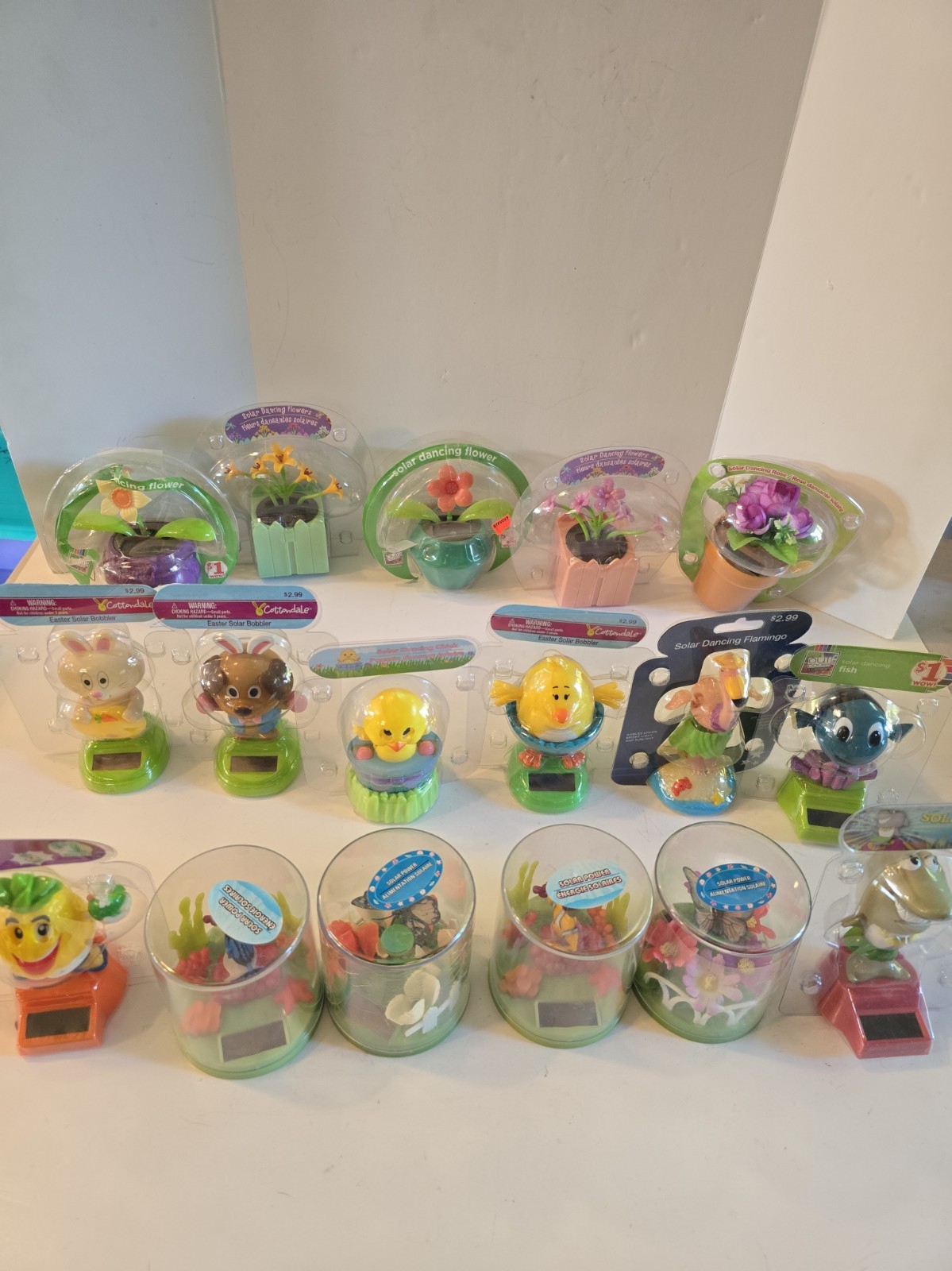 Solar Powered Dancing Bobble Head Toys Lot Of 17 Dancer Easter Spring Flower 