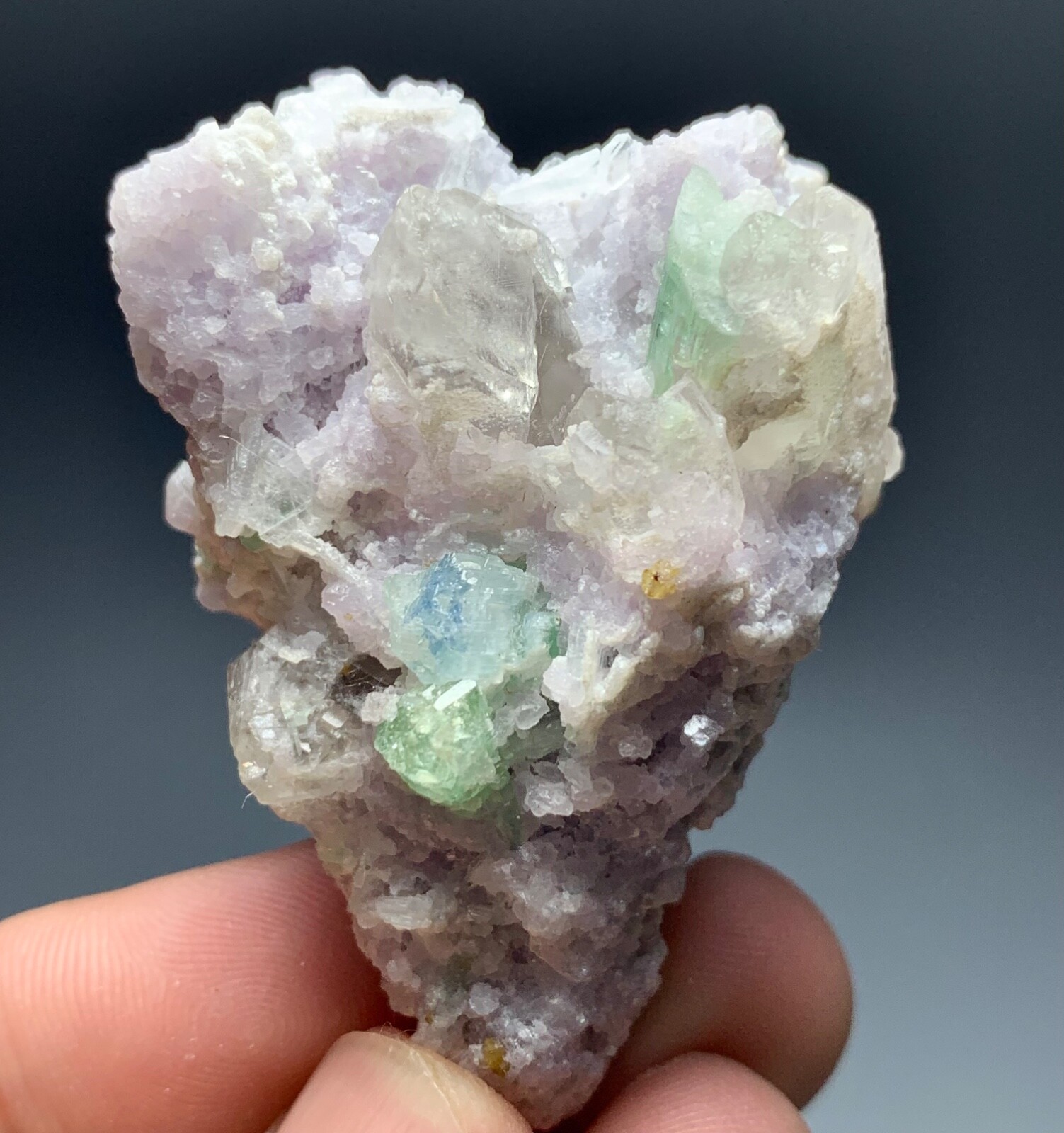 64 Gram Tourmaline Crystals with Quartz & Lapidolite from Afghanistan.