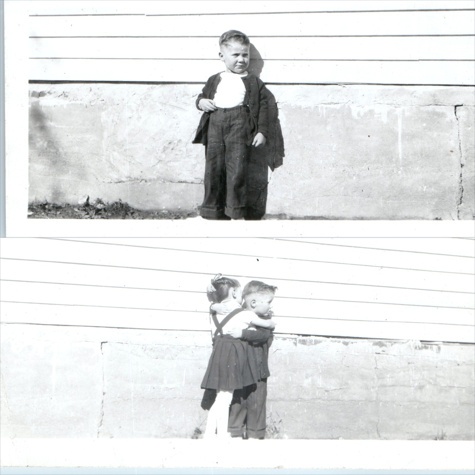 ID\'d x2 LOT c1940s Claude Potts Jr. Roberta Green Snapshot Photos Children Hug