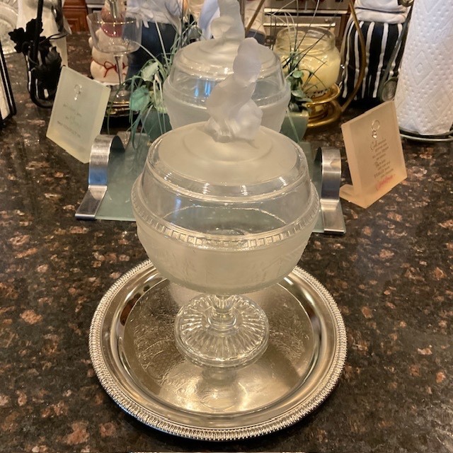 Antique Westward Ho Pressed-Molded Antique Lidded Compote