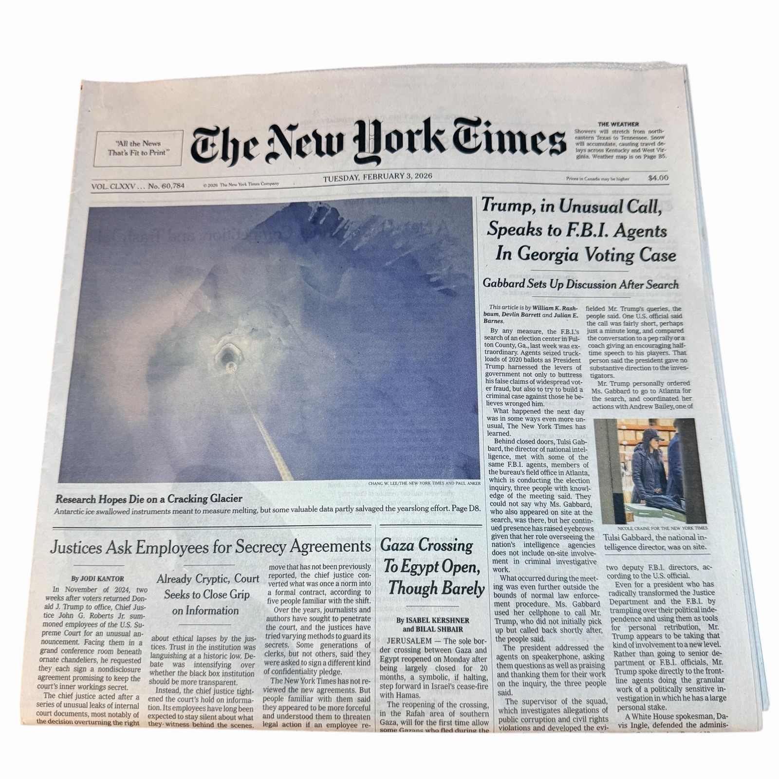 The New York Times Newspaper February 3 2026 Complete Unread Print Paper NYT