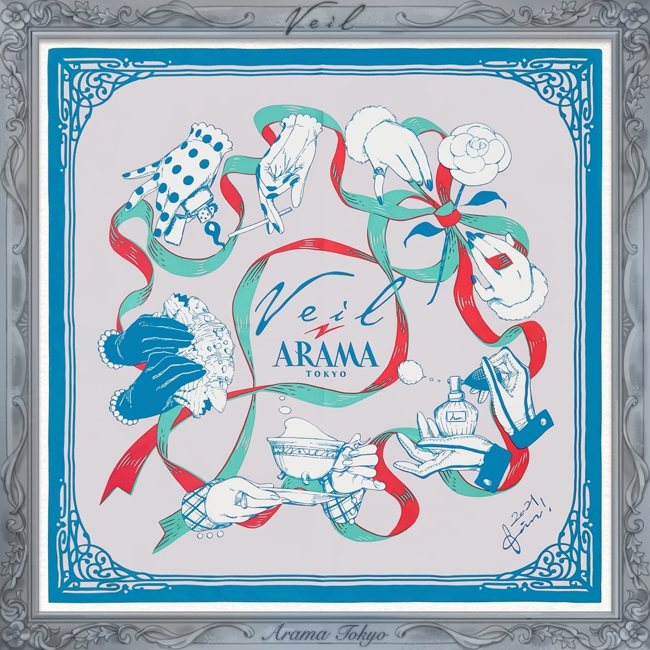 Kotteri Veil ARAMA Tokyo collabor Silk Scarf Limited Japan 53cmx53cm：Brand New