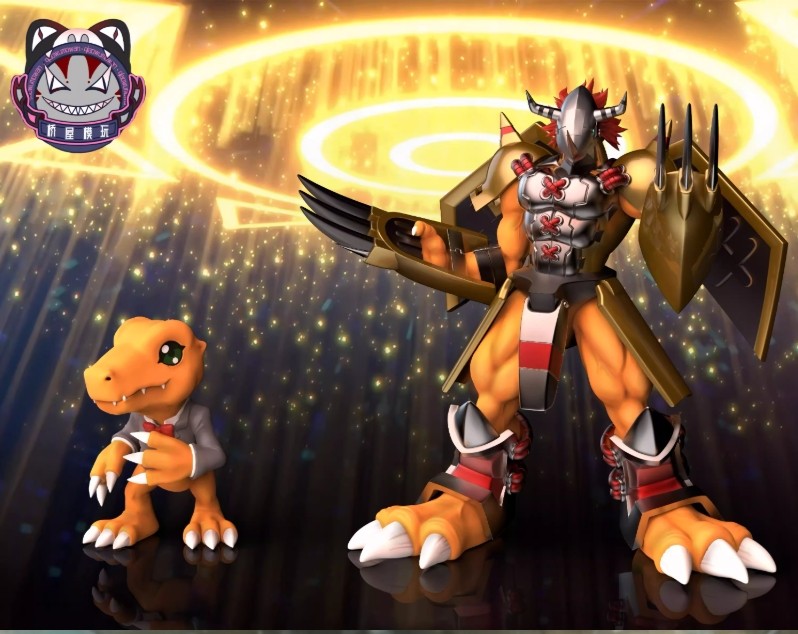 QWMW Studio Digimon War Greymon Model in stock H10cm Painted Suit Agumon New
