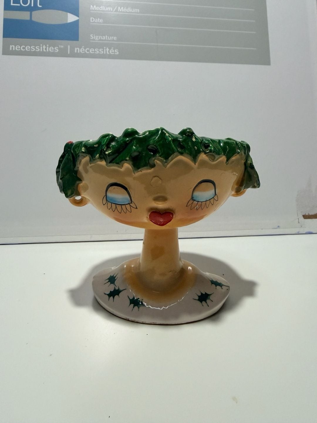 Vintage 1959 Holt Howard My Fair Lady Christmas Holly Head Vase Planter