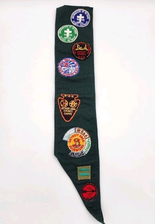 Vtg 1950s Detroit Area Council Boy Scouts America BSA Patches Merit Sash