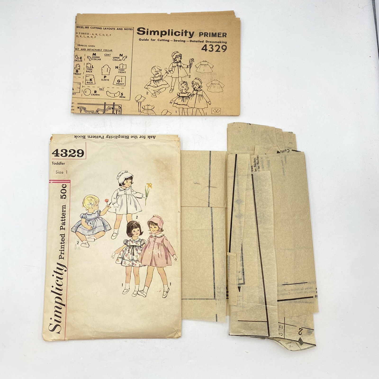 Simplicity Sewing Pattern 4329 Size 1 Toddlers Dress Coat & Hat Cut