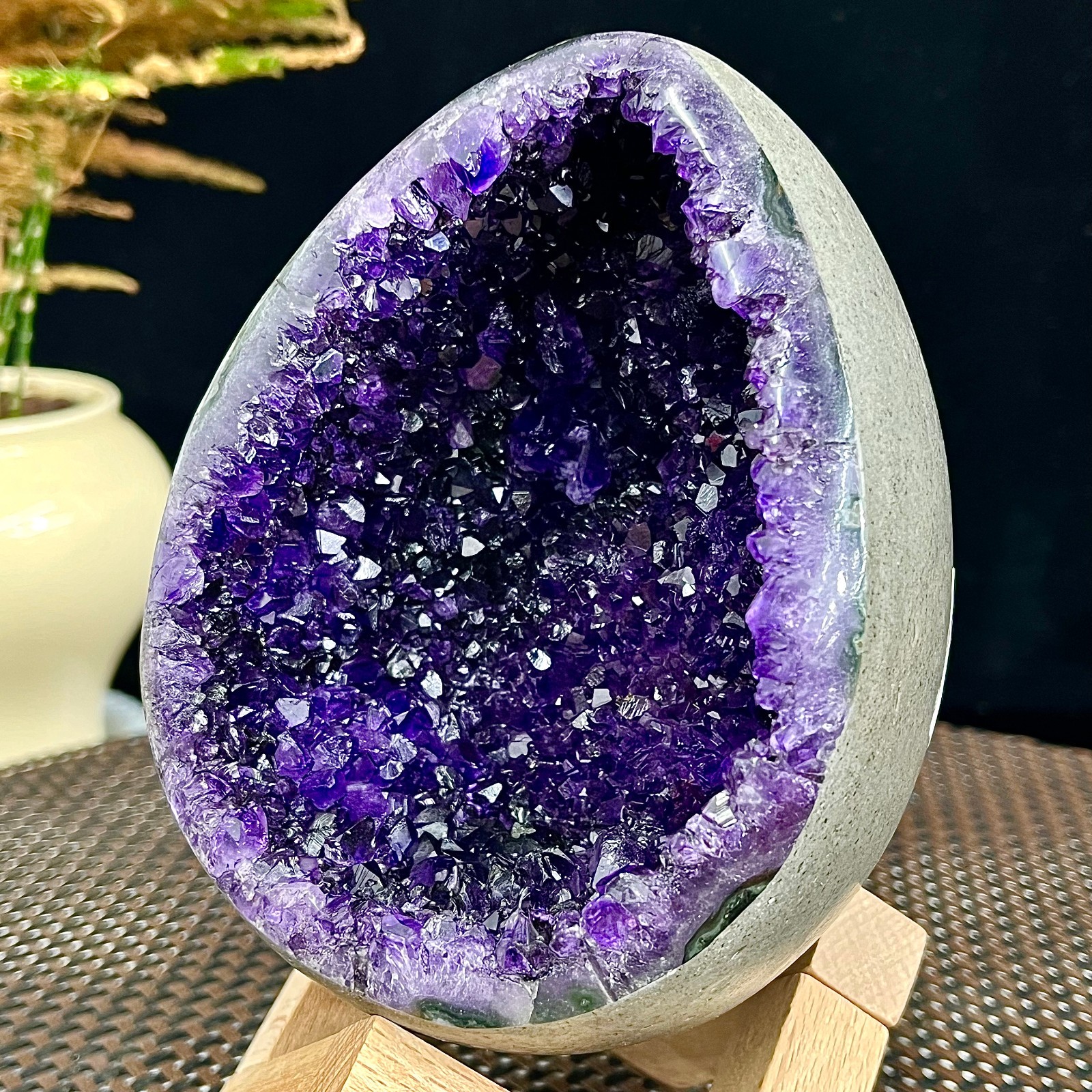 2LB  High quality Natural Amethyst geode quartz crystal Dinosaur egg healing