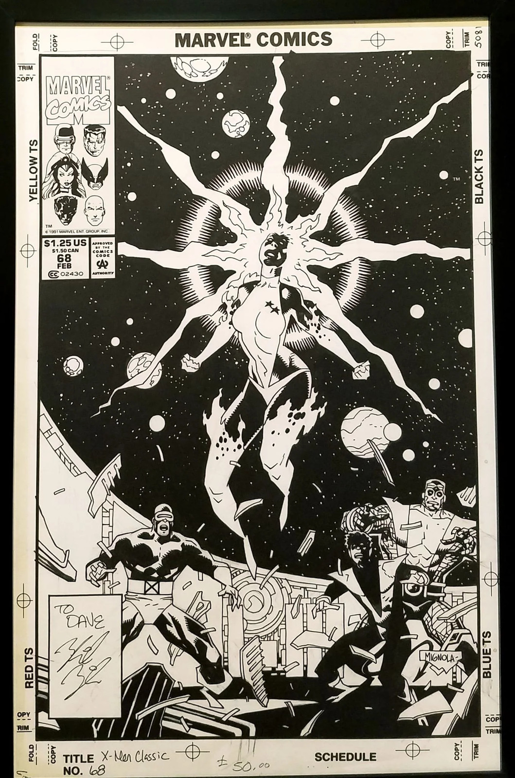 X-Men Classic #68 by Mike Mignola 11x17 FRAMED Original Art Poster Marvel Comics