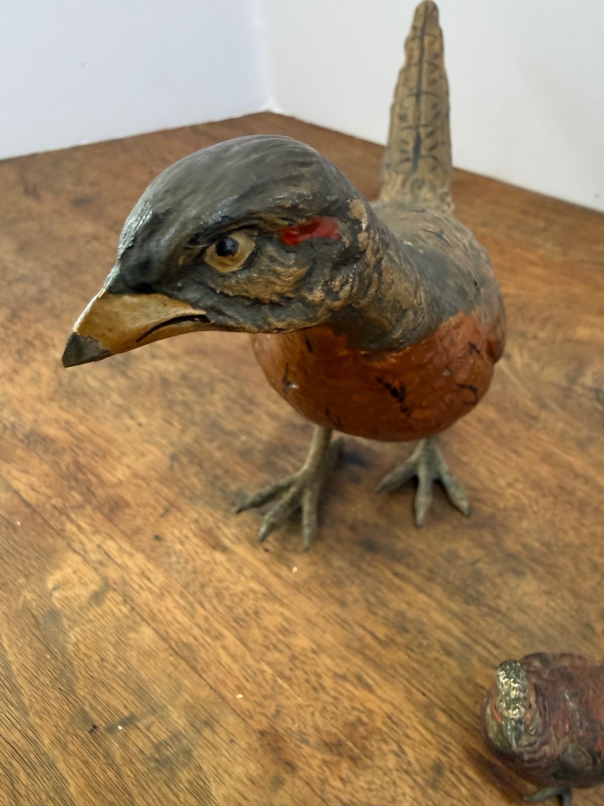 XL Antique Signed J. Csadek Vienna Bronze Pheasant Austrian Cold Painted Rare
