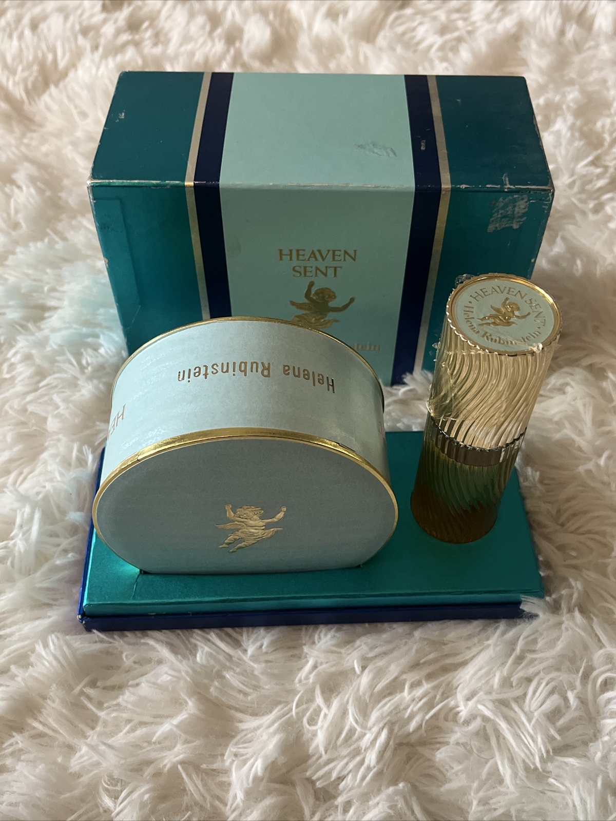 VINTAGE HELENA RUBINSTEIN HEAVEN SENT PERFUME Dusting Powder Set RARE 1960’s