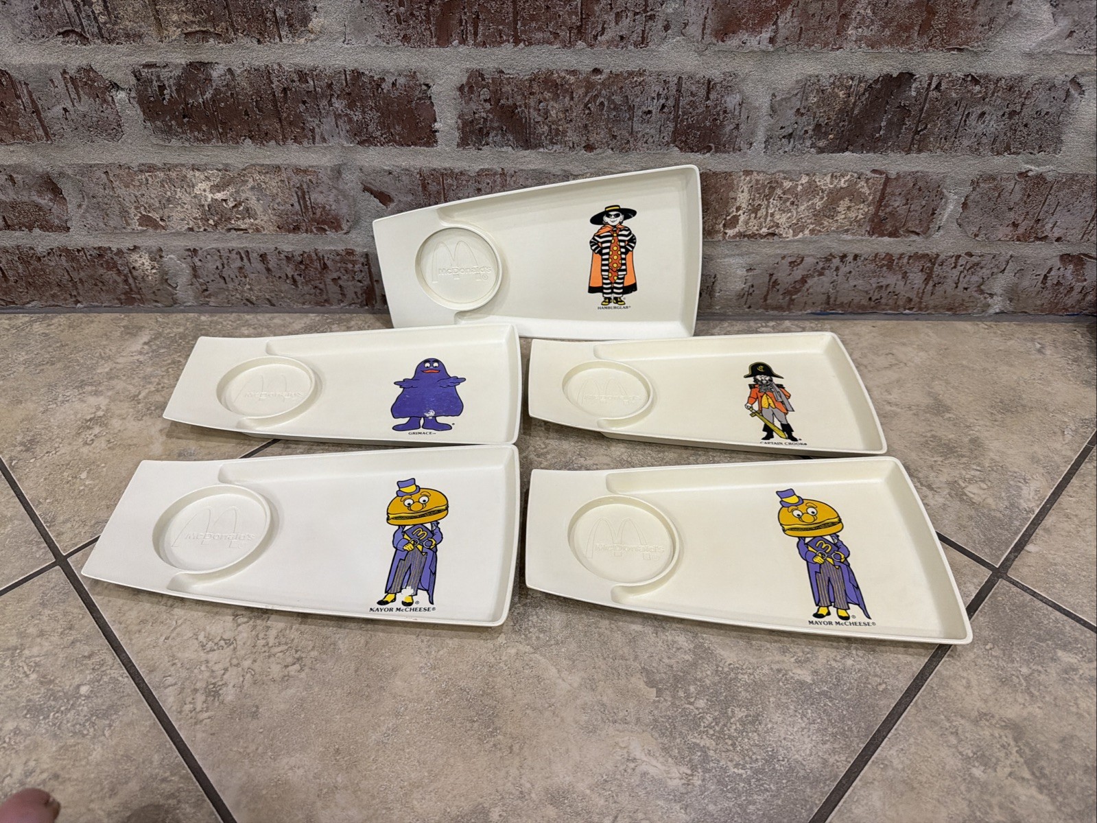 Vintage 1970\'s McDonald\'s Child Serving Meal Trays with Drink Holder-Set Of 5