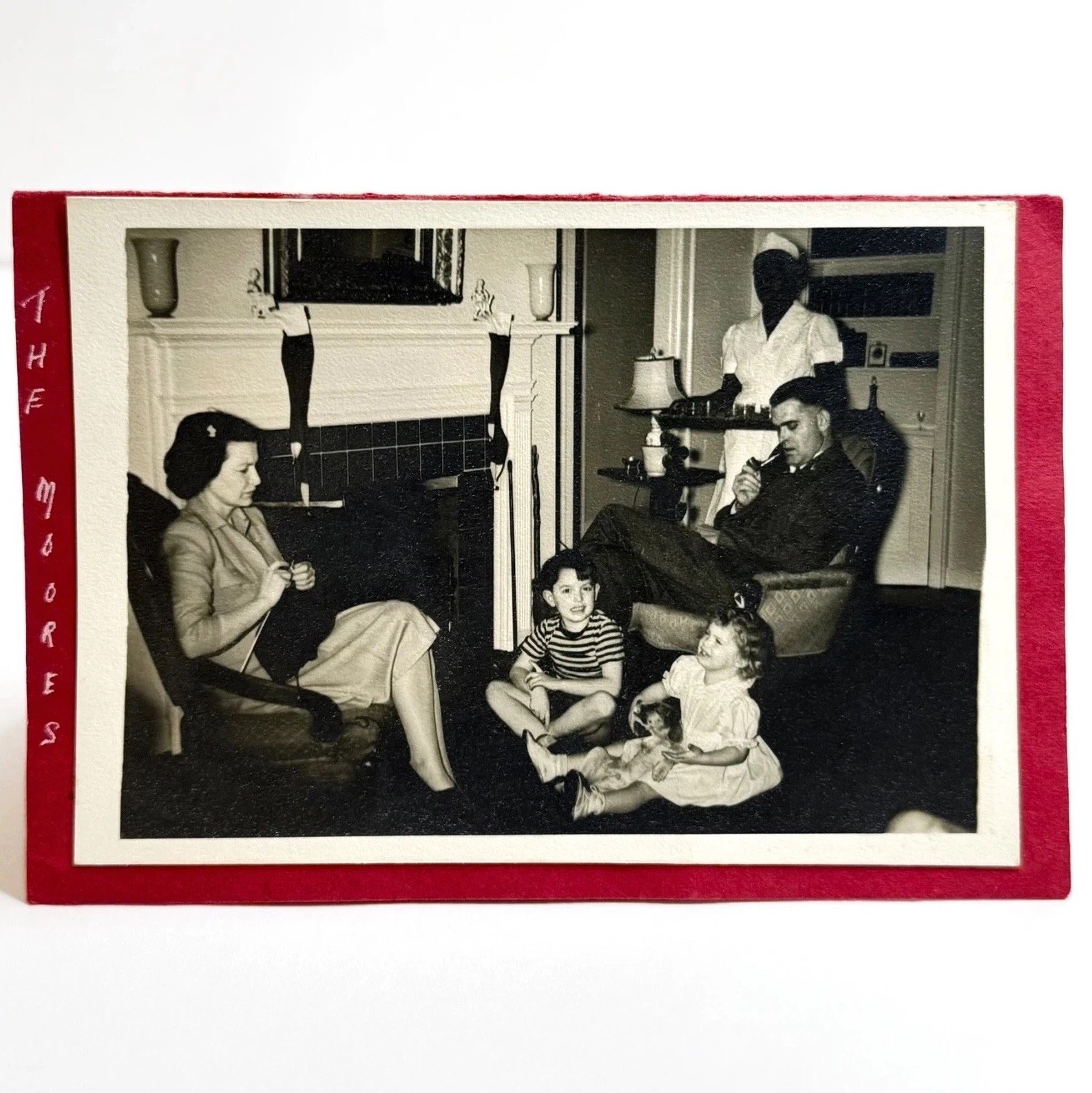 Vintage 1940s Silver Gelatin Photo Christmas Card Black Maid Domestic Worker