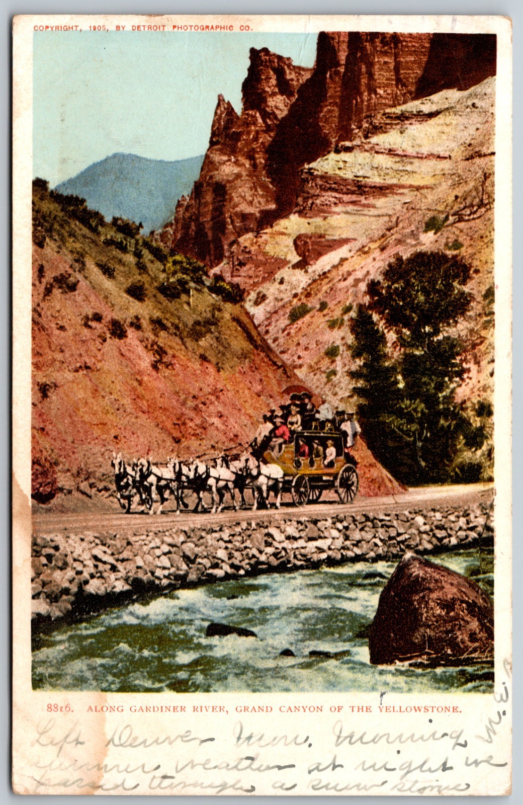 1905 Stagecoach Gardiner River Yellowstone ANTIQUE Postcard 5411