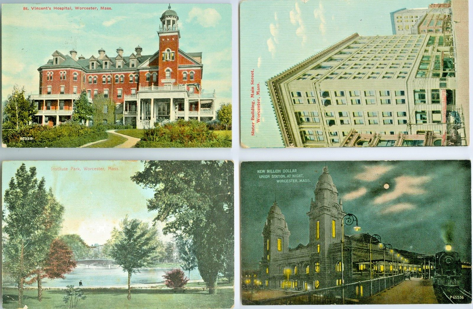 Worcester MA . Four Piece Worcester Collector's Set