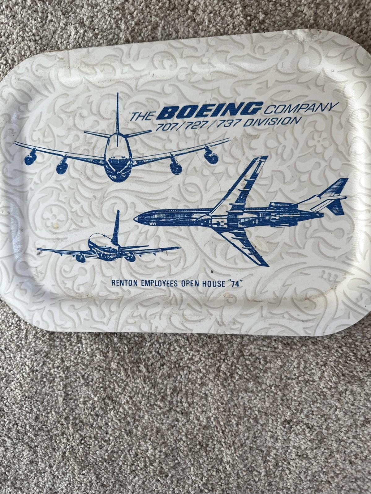 BOEING Renton Employees Open House 1974 Metal Tray 707 727 737 Division Rare