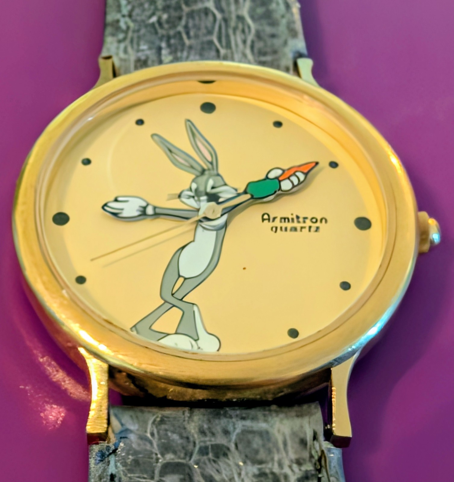 Rare Armitron Bugs Bunny Wristwatch with Sea Snake Band 1990 Warner Brothers