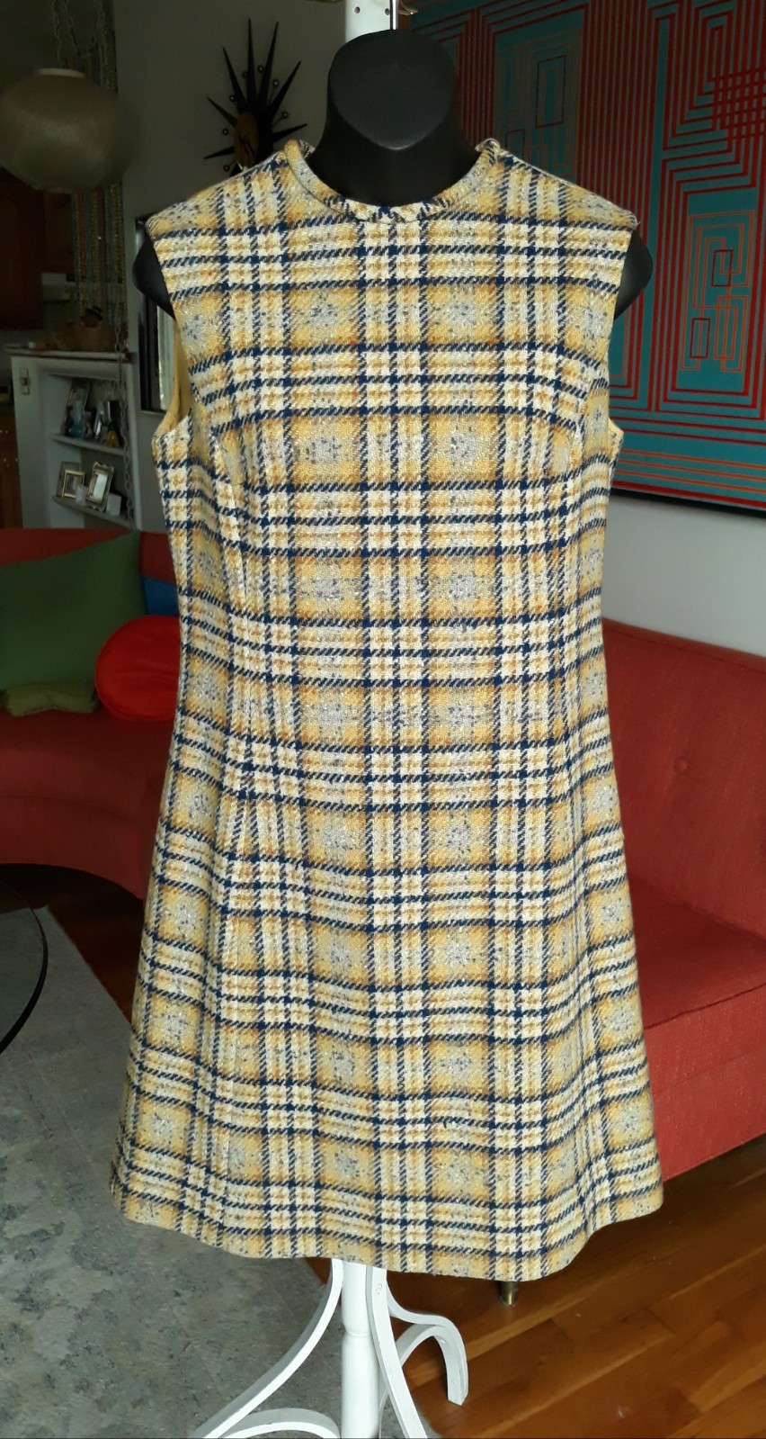 Vtg 50s 60s Pendleton Disneyland Frontierland Exhibit Dress Sheath USA Wool Plad