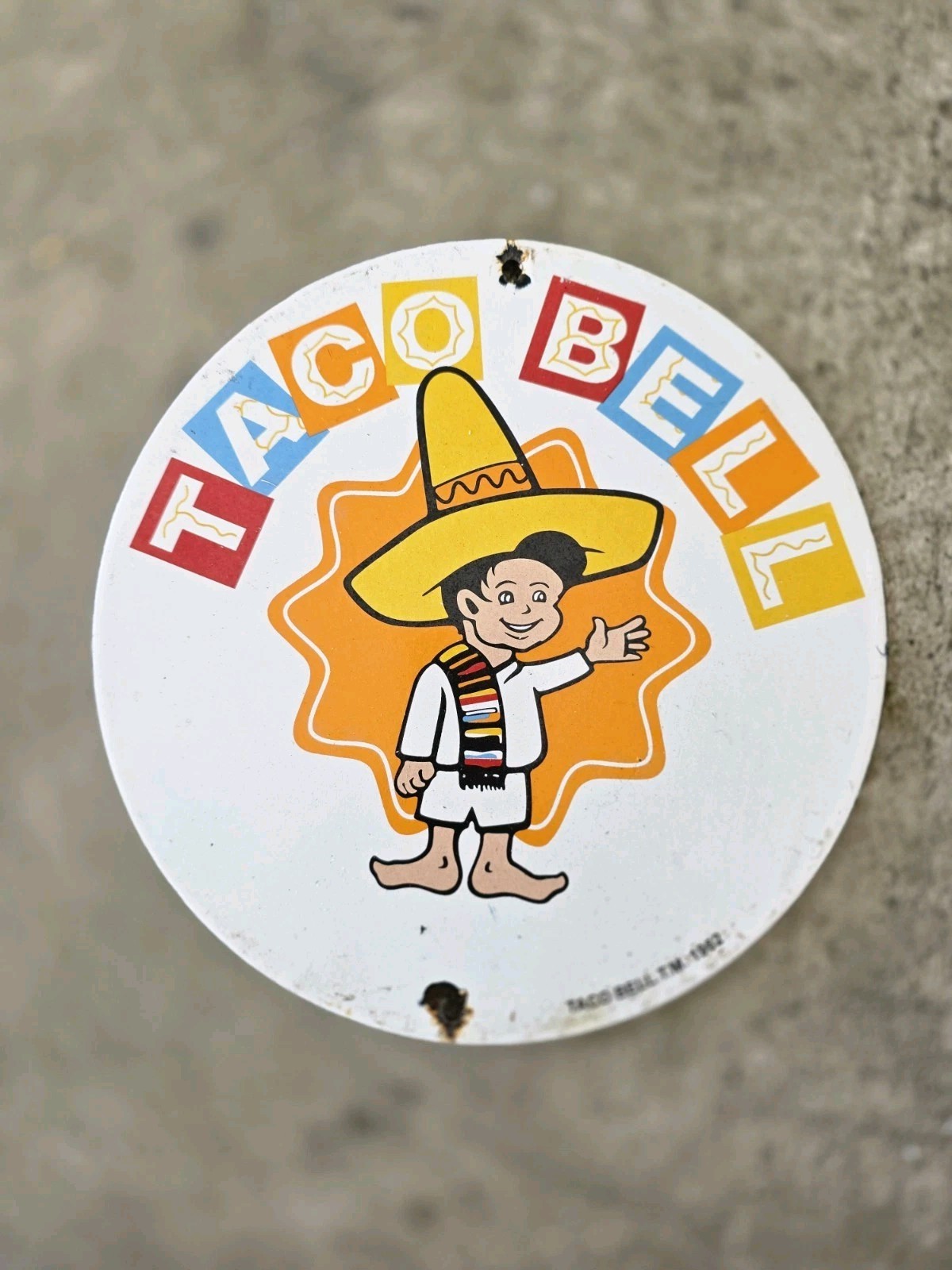 VINTAGE 1962 TACO BELL PORCELAIN SIGN 10\