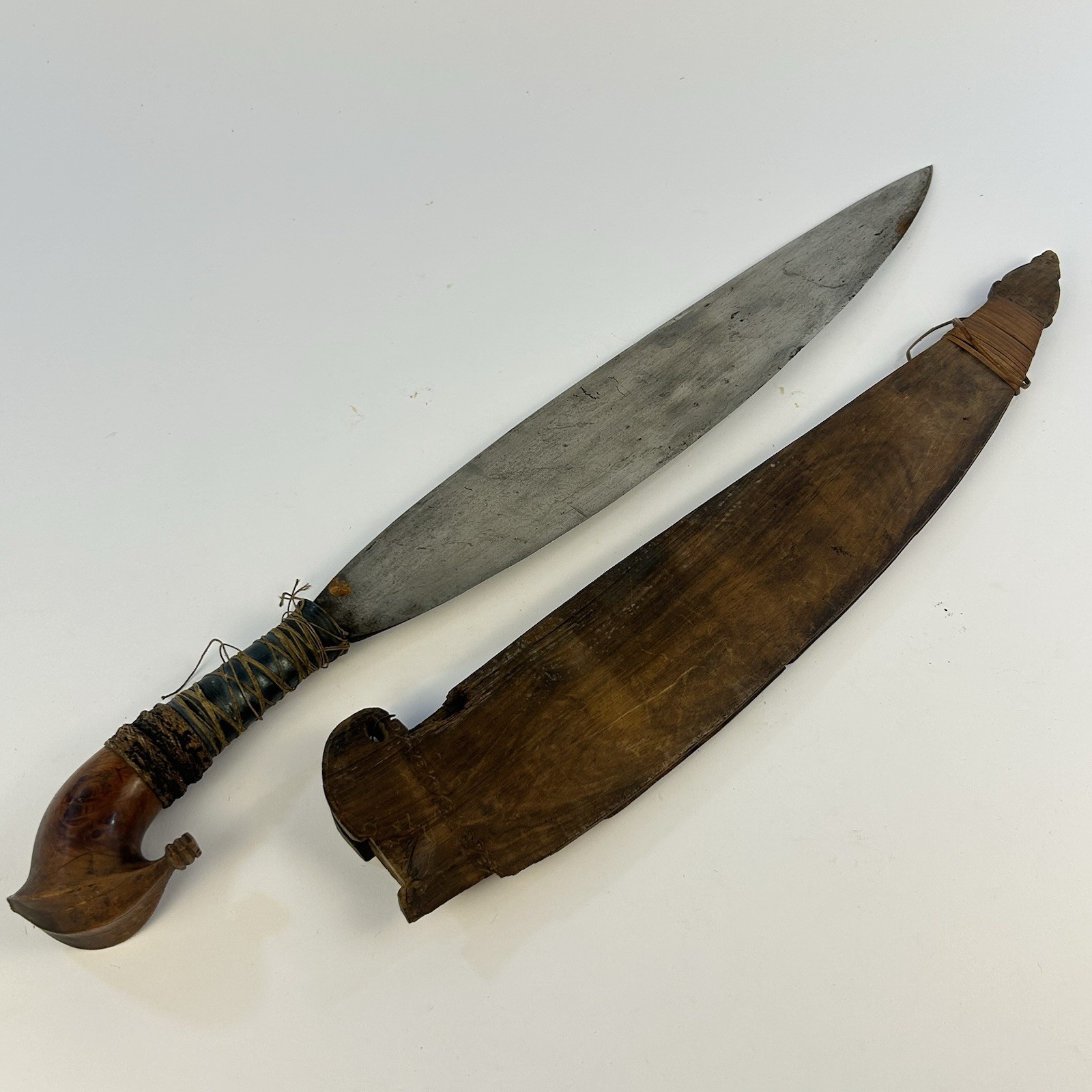 1890s-1910s Antique 16 In Blade Moro Filipino Philippine BARONG  Sword Scabbard