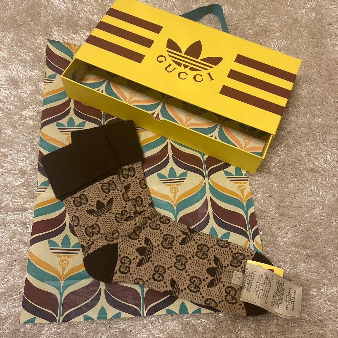 Adidas x Gucci GG Trefoil Cotton Socks Limited Edition with Box Packaging Adidas x Gucci GG Trefoil Cotton Socks Limited Edition with Box Packaging