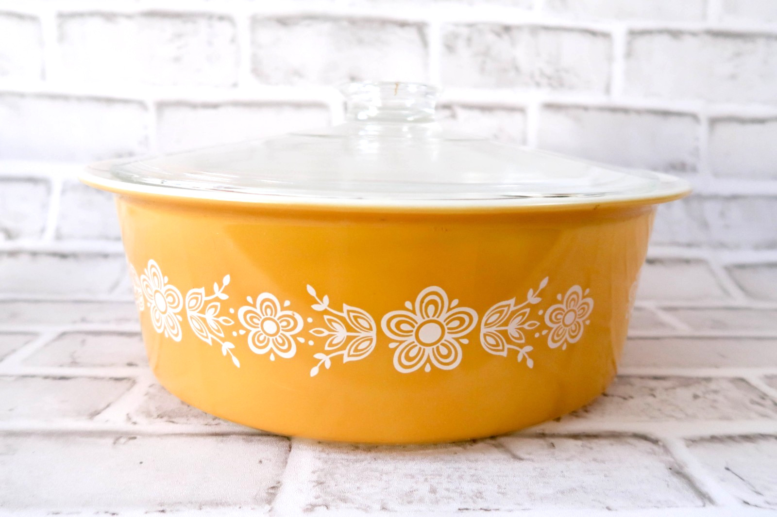 Vintage Pyrex 664 Big Bertha Butterfly Gold 4 Qt Casserole Dish Bowl w/ Lid